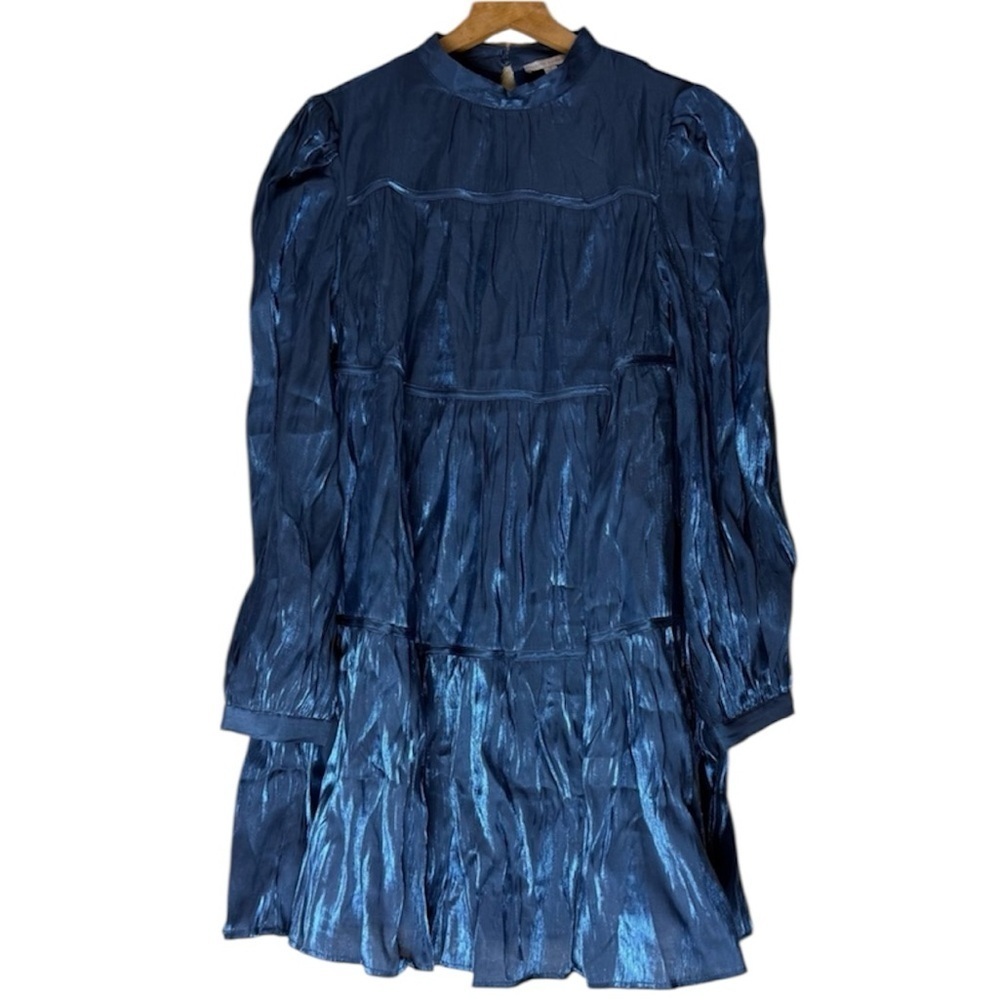 Flying Tomato Long Sleeve Tiered Satin Minidress size Medium
